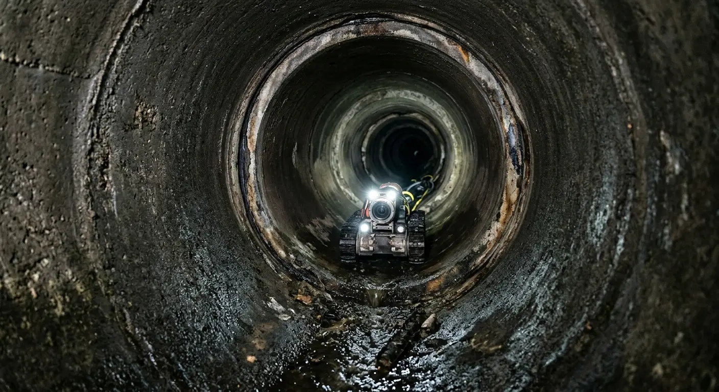 Robotic sewer camera inspecting pipe interior for Drain Snake Service in Sanger